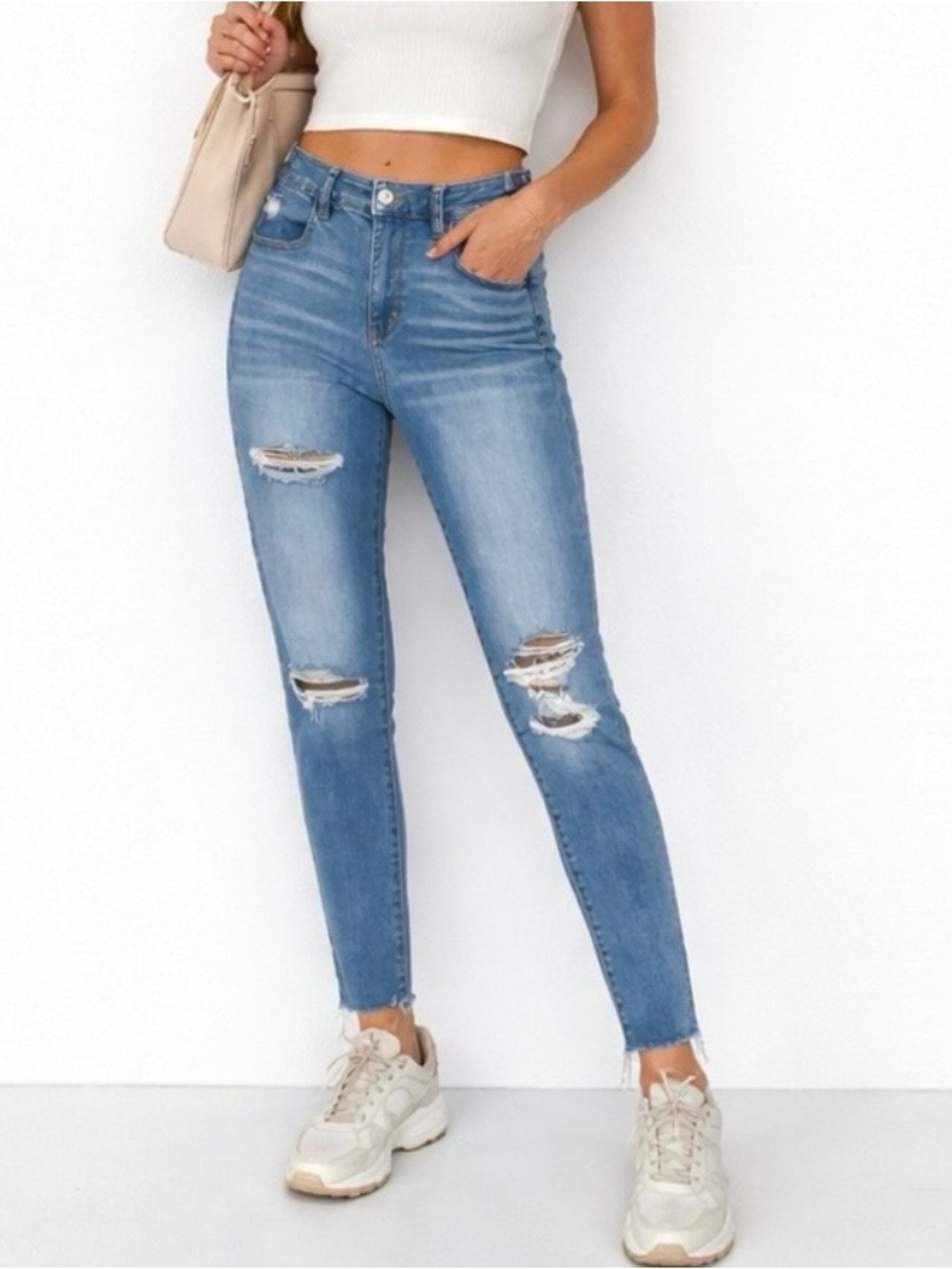 American Eagle 12 Hi-Rise Jegging Next Level Stretch Temp Tech Distressed 2020